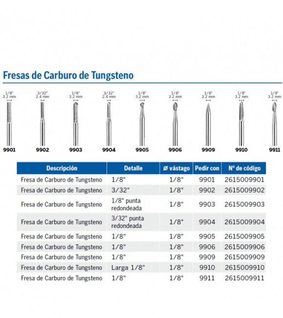 TORNO DREMEL fresa carb.tungst. recta 1/8